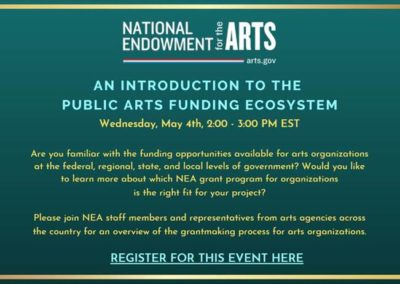 NEA Webinar Opportunity: An Introduction to the Public Arts Funding Ecosystem